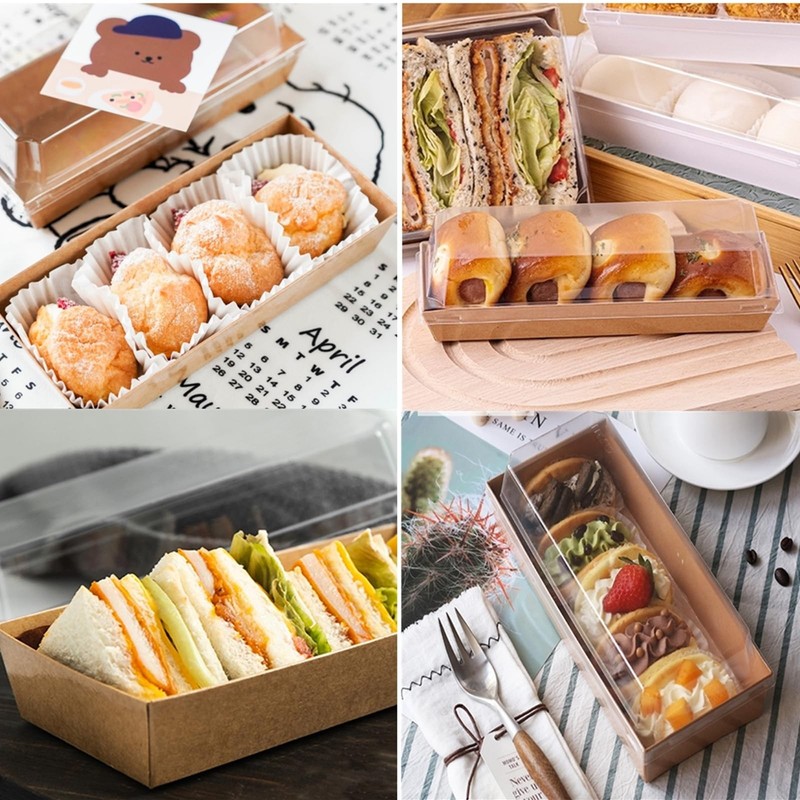 100 Pack Disposable Sandwich Boxes, Paper Charcuterie Boxes with Clear Lids, ... gallery