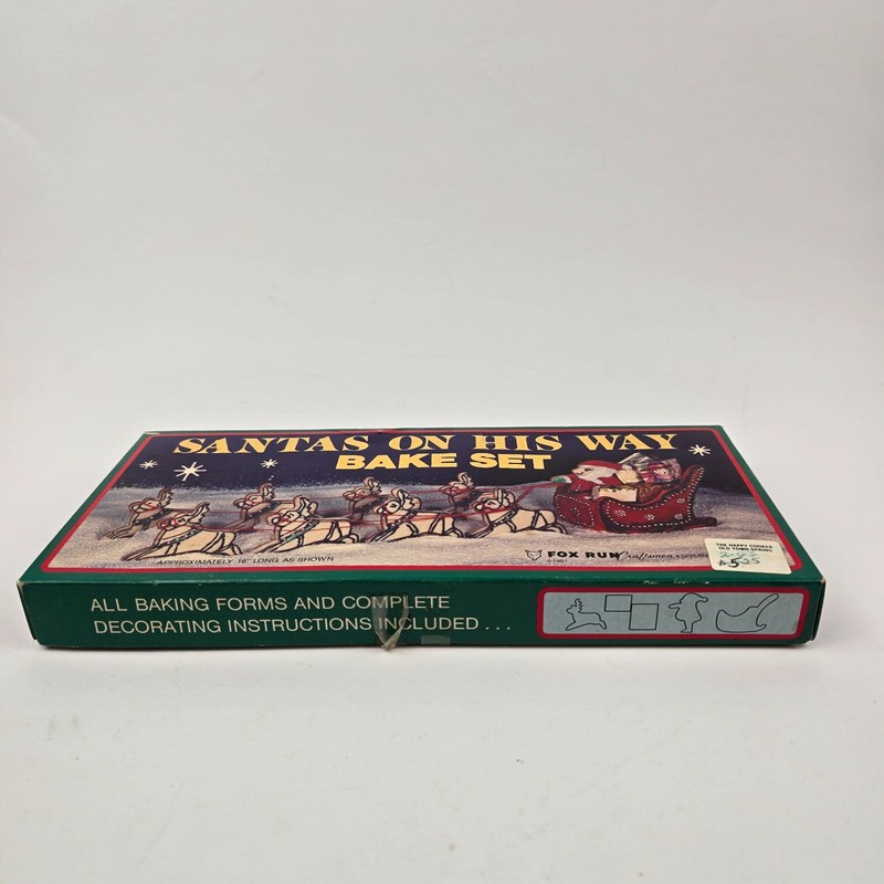 Vintage Santa Claus Cookie Cutter Set Vintage Sleigh Reindeer Christmas Holiday gallery