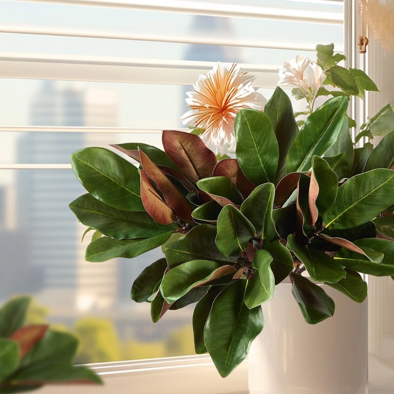 Obdxzhc 6 Pcs Magnolia Artificial Leaves Branches 22 Inch 3D Real Touch Faux gallery