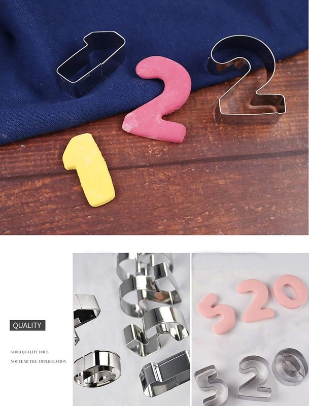 Large Number Cookie Biscuit Cutters Set 3 Inches, 9 Piece Stainless Steel Num... gallery