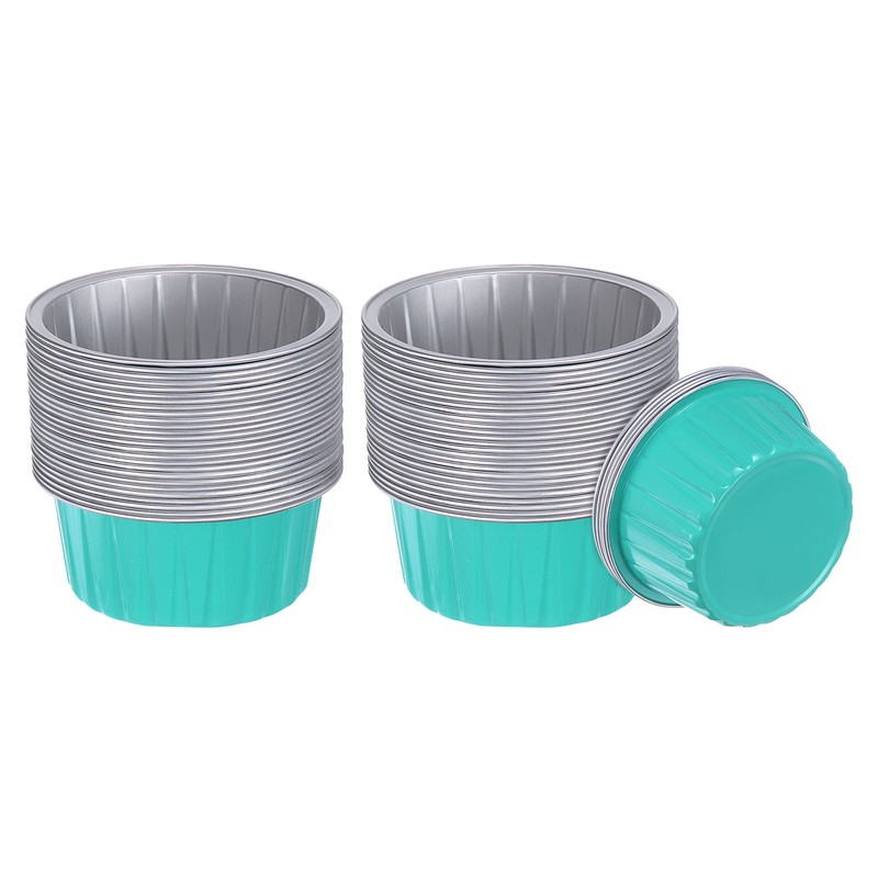 Green Blue Cupcake Cups, 100pcs 66x36x85mm Aluminum Foil Standard Cupcake Liners