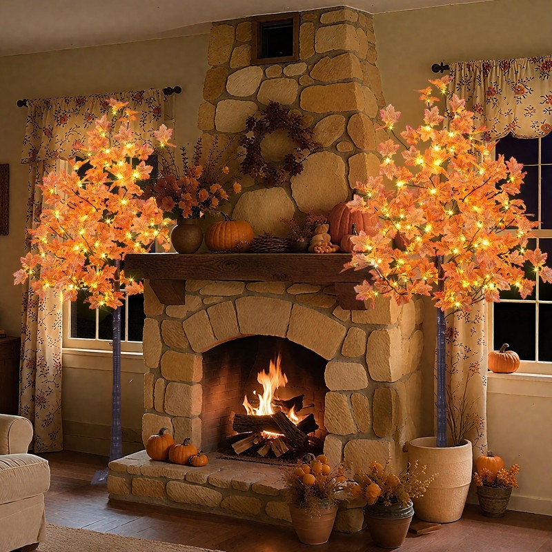 Lightshare 2Pcs 6Ft 240Led120Led Each Artificial Lighted Maple Tree Warm White gallery