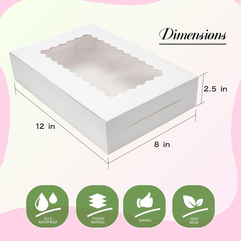 15 Pack Cookie Boxes 12x8x2.5inch Bakery Boxes with Window Treat Boxes for Co... gallery