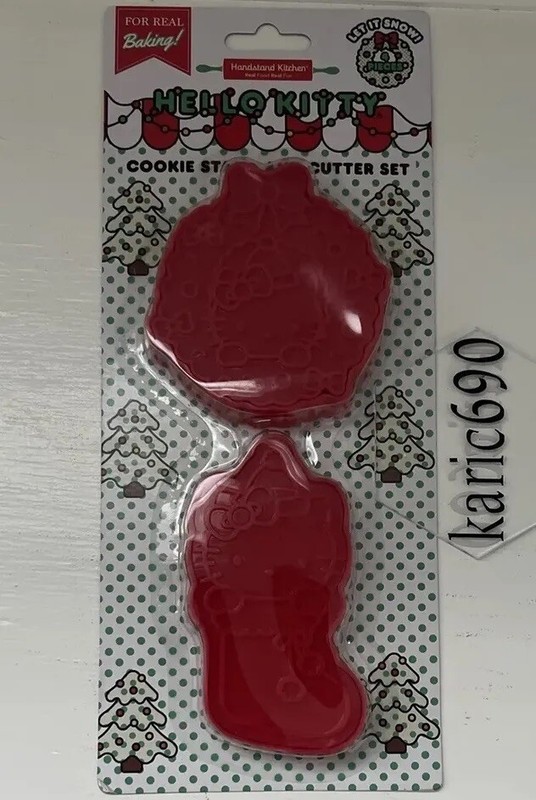New Hello Kitty Cookie Stamp And Cutter Set Christmas Holiday 2 Pieces Baking