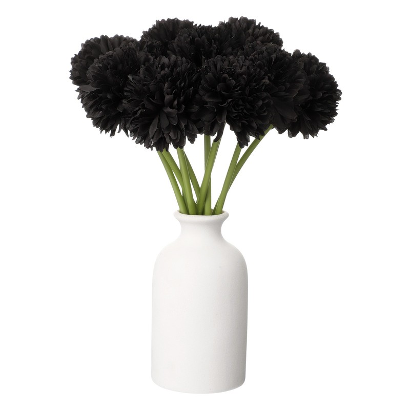 10pcs Artificial Chrysanthemum Ball Flowers Faux Mum Flower Bouquet, Black