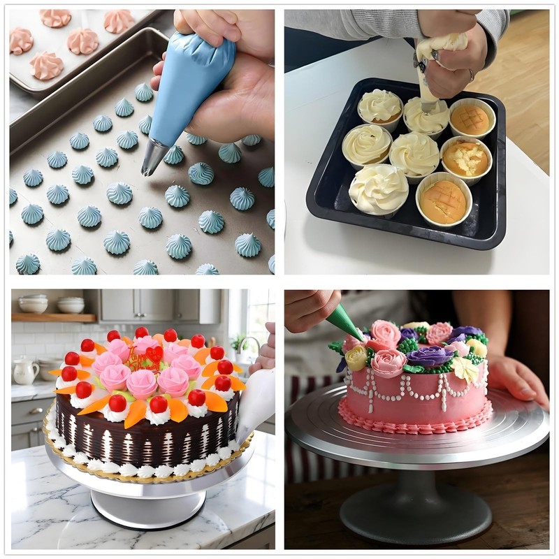 Cake Decorating Kit, 237 Pcs with Aluminium Cake Turntable, Leveler, 24 Numbe... gallery