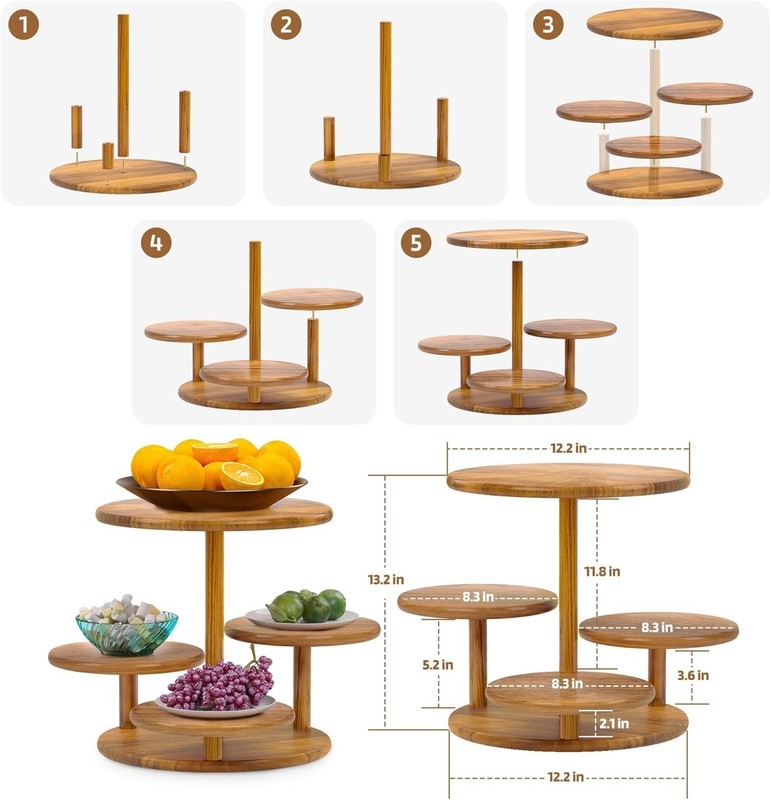 Soporte Redondo De 4 Niveles Para Cupcakes, Soporte De Madera Para Pasteles NEW. gallery