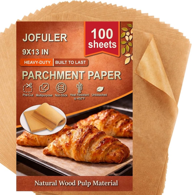 Parchment Paper Sheets, 9×13 Inch Non-Sti Precut Unbleached Parchment