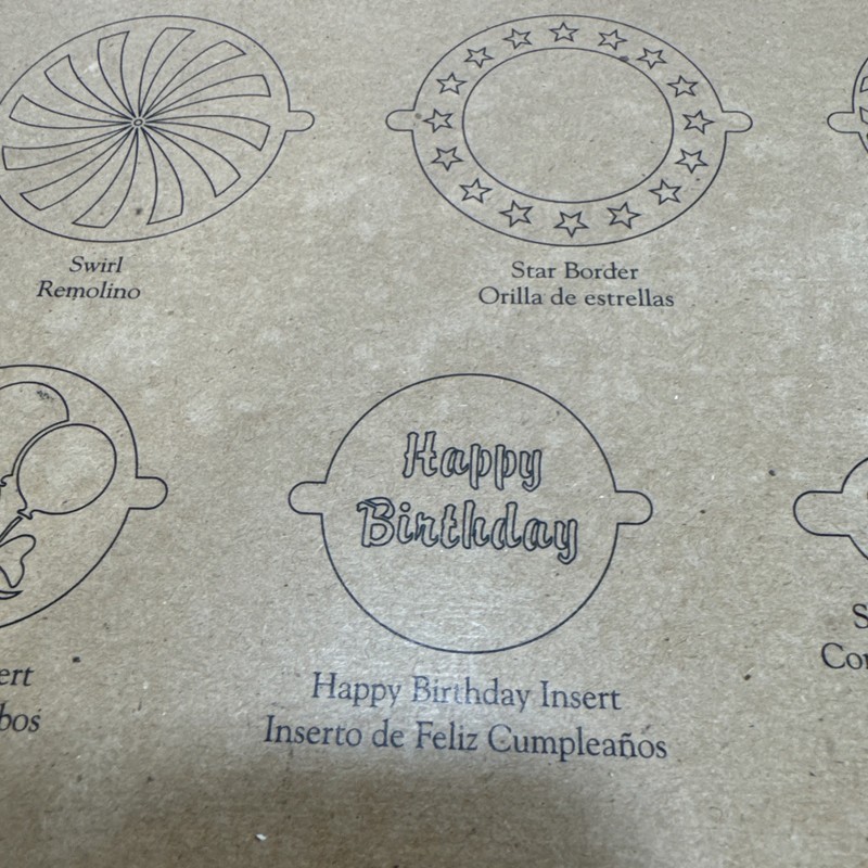Pampered Chef Cake Stencil Set #1535 New Birthday Heart Balloon Celebration gallery