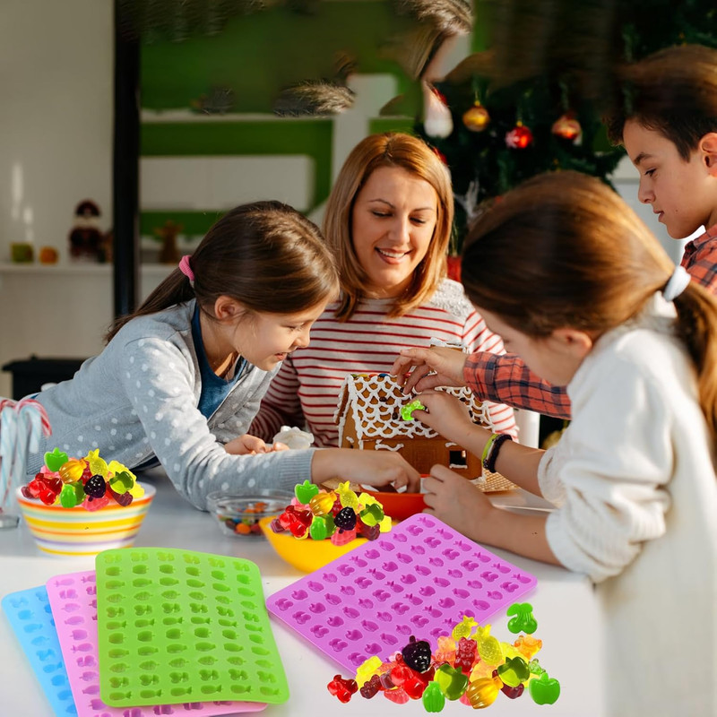 Palksky 4PCS Fruit Snack Molds Silicone, Gummy Molds Trays with Dropper for Cand gallery