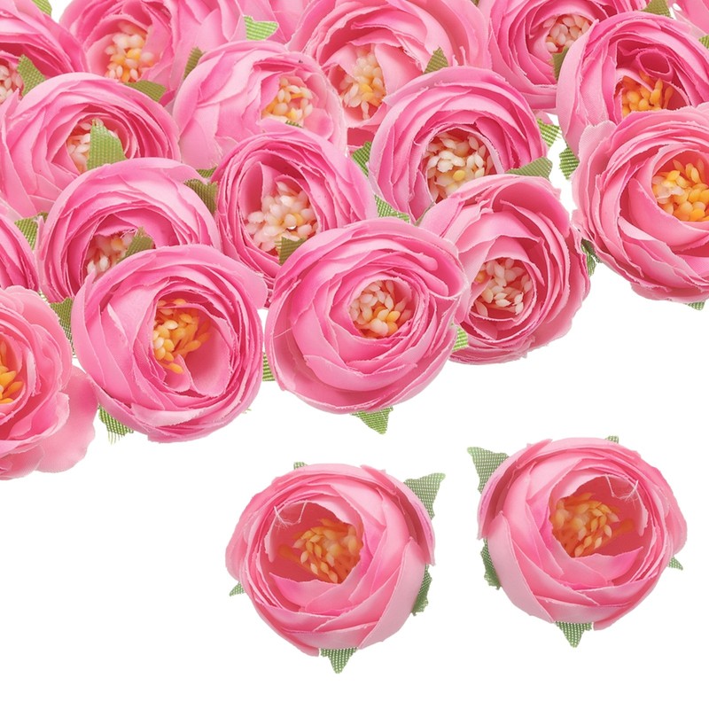 30pcs Artificial Camellia Flower Heads,1.2″ Silk Fake Camellia Heads, Pink