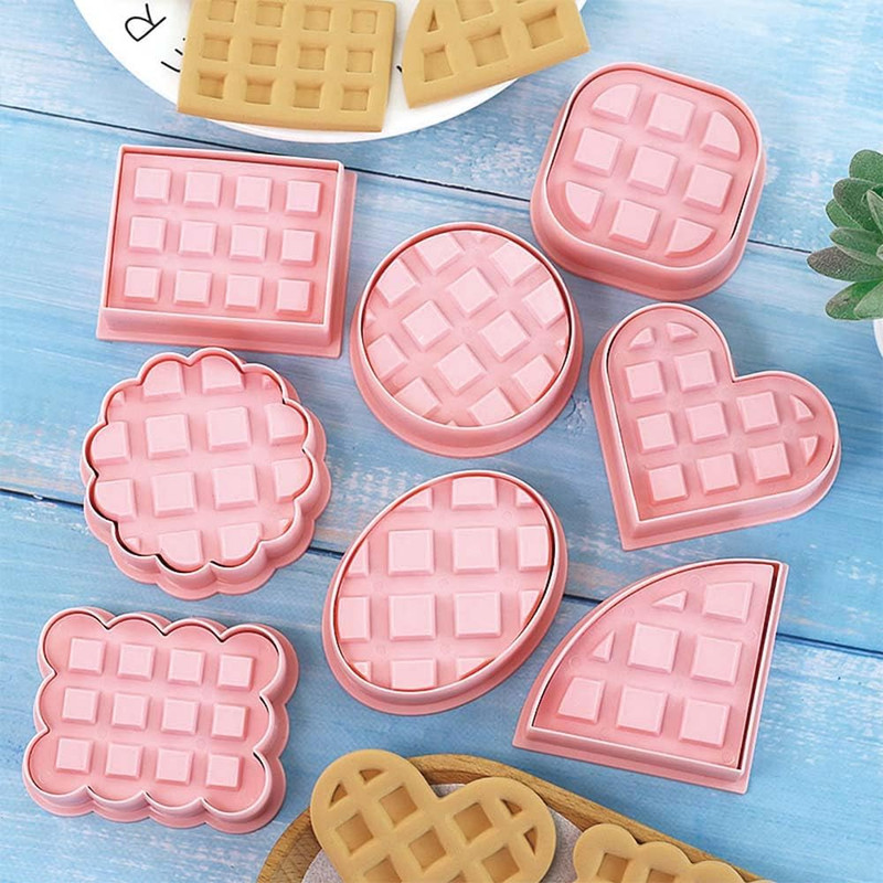 Mini Waffle Cookie Cutter Set, 8-Piece 3D Design for DIY Baking gallery