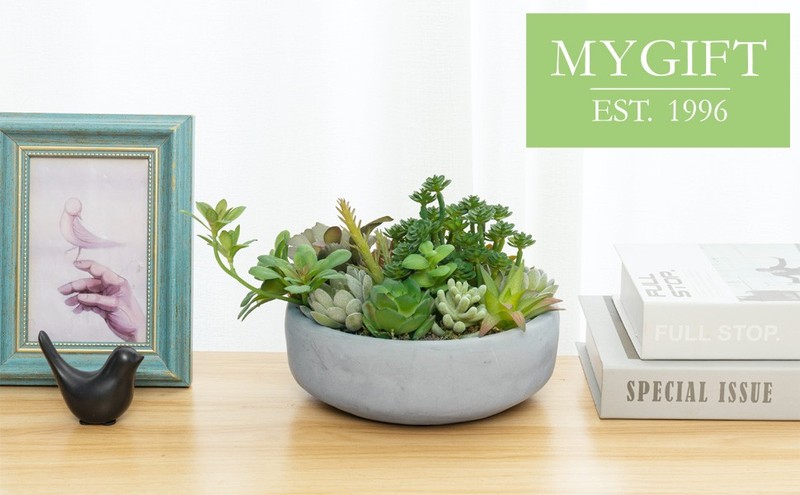 My 8 Inch Round Modern Artificial Succulent Arranment Potted in Gray gallery