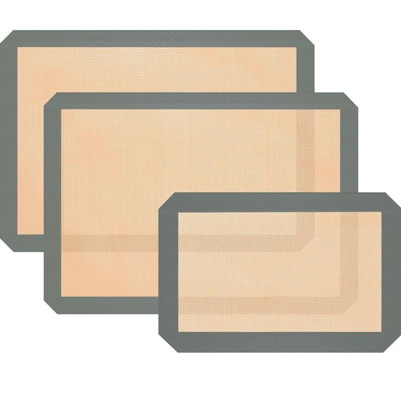 Silicone Baking Mat, 3 Pack Reusable 2 Half Sheets & 1 Quarter Sheet, Gray03