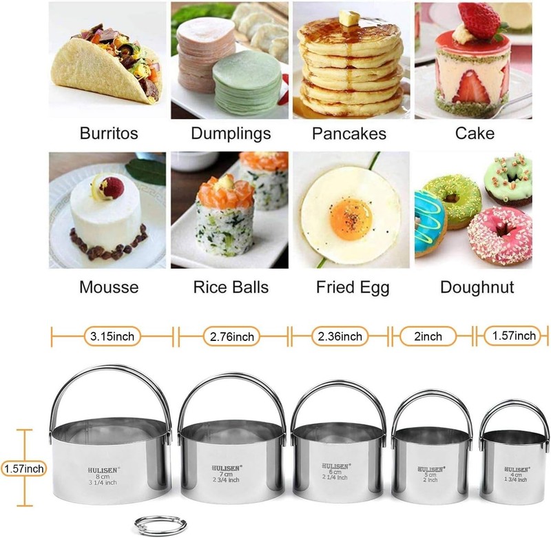 Create Perfect Cookies: 5 Stainless Steel Biscuit Cutters with Easy-Grip Handles gallery