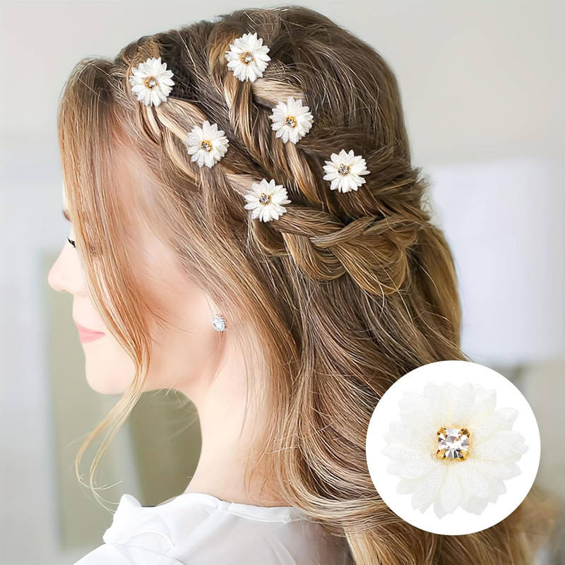 10pcs Mini Fabric Flower for Crafts, Small Rhinestone Flower Appliques, Decorati gallery