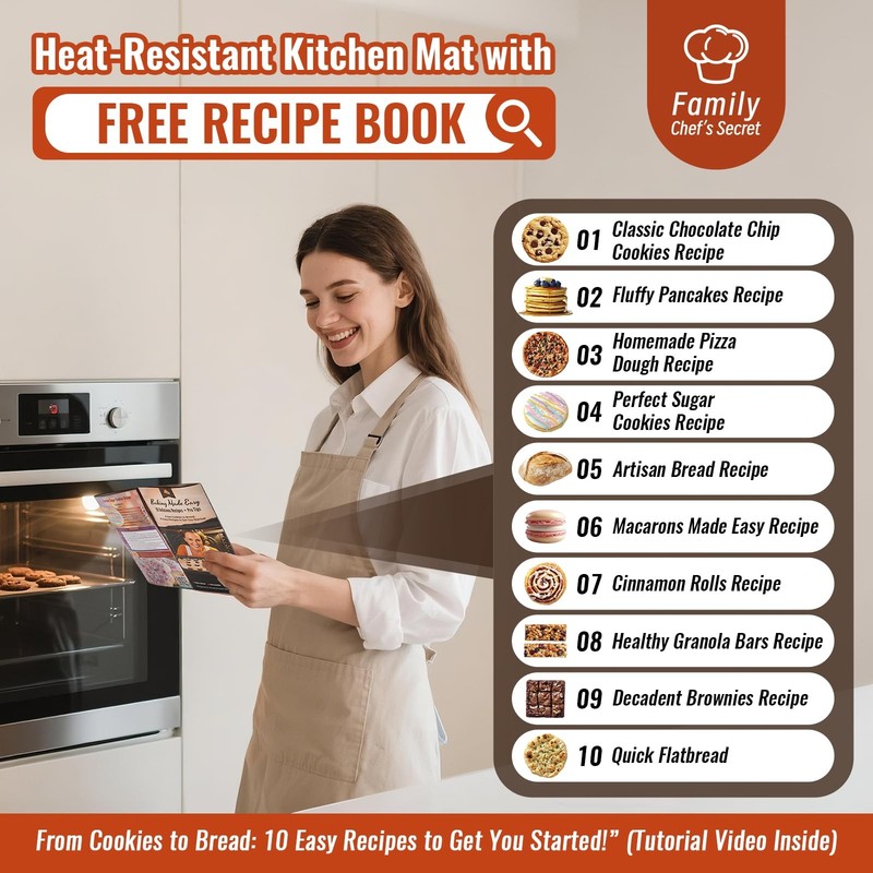 Silicone Baking Mat with 10 Quick Recipes, Extra Thick 26"L x 16"W, Gray gallery