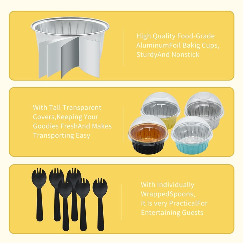 Cupcake Liners with Dome Lids 30 Pack,5oz Aluminum Foil Baking Cups Muffin Ti... gallery