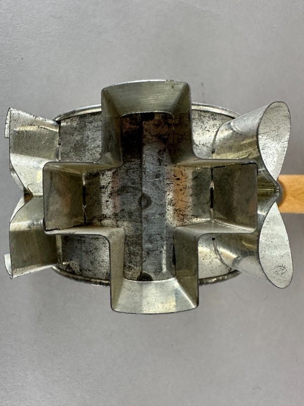 Cookie Cutter Heart Cross Jewish Star Roller Wheel Tin Baking Primitive Antique gallery