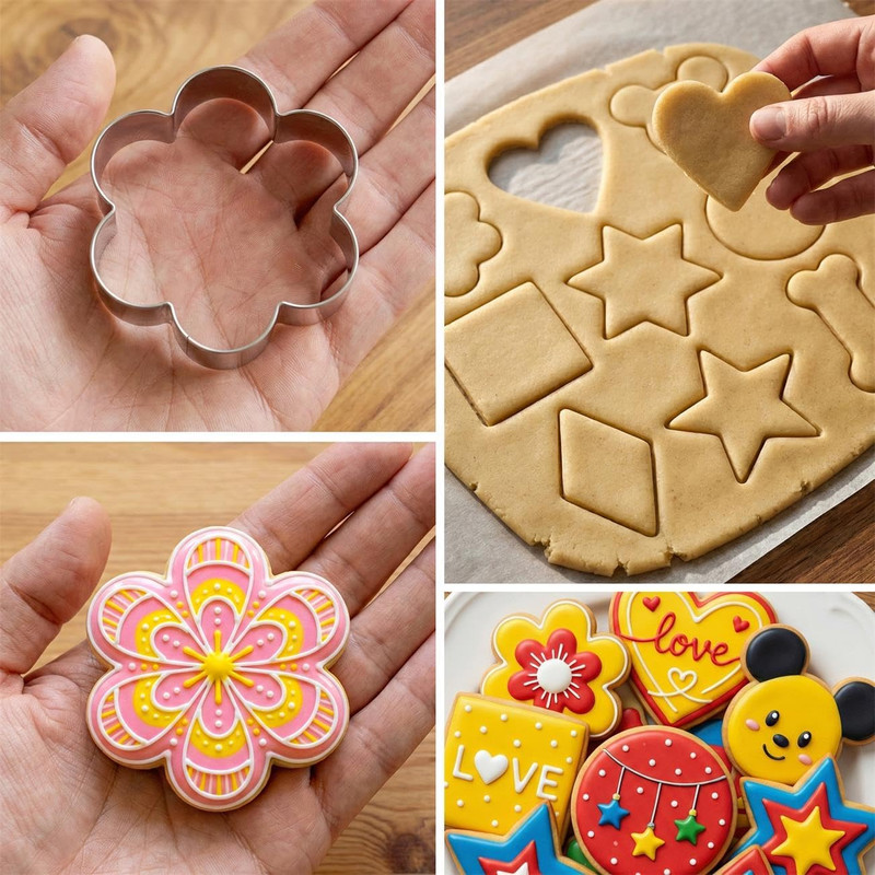 Metal Cookie Cutters Set 9Pcs - Stainless Steel Cookie Cutters Includes Heart, F gallery