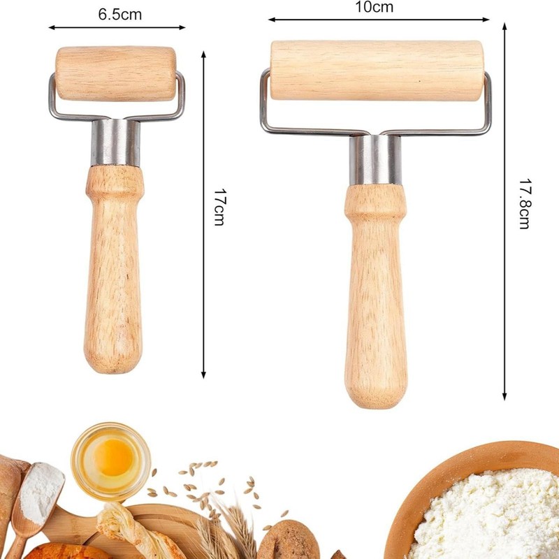 2 Pieces Wooden Rolling Pin Comfortable Handle Dough Roller for Kitchen Home gallery