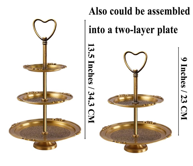 3-Tier Cupcake Retro Golden Stand Hardware Fittings, Metal Mold Round Holder ... gallery