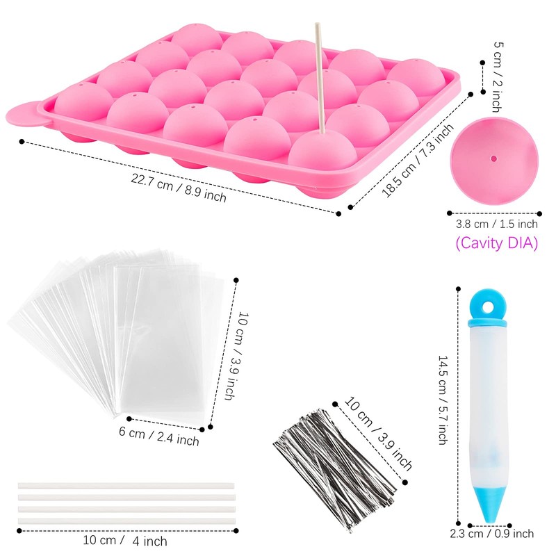 Cake Pop Mold Set of 262 20 Cavities Silicone Molds Sticks Wrappers Pen Kit gallery