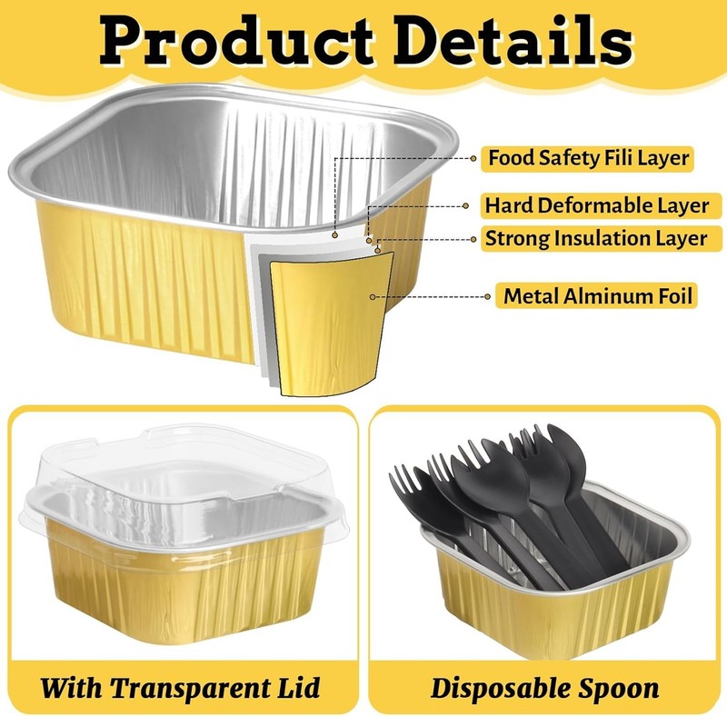 35Pcs 5 OZ Square Mini Baking Pans with Lids, Mini Cake Tins Aluminum Foil Cups gallery