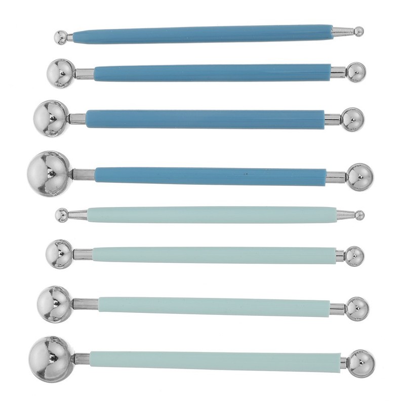 8pcs Metal Ball Fondant Dotting Tool - Double-Ended Modeling Stylus - Flower gallery