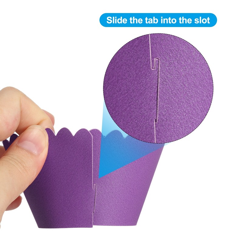Cupcake Paper Wraps, 50pcs Cooking Cups Standard Wave Decoration, Dark Purple gallery