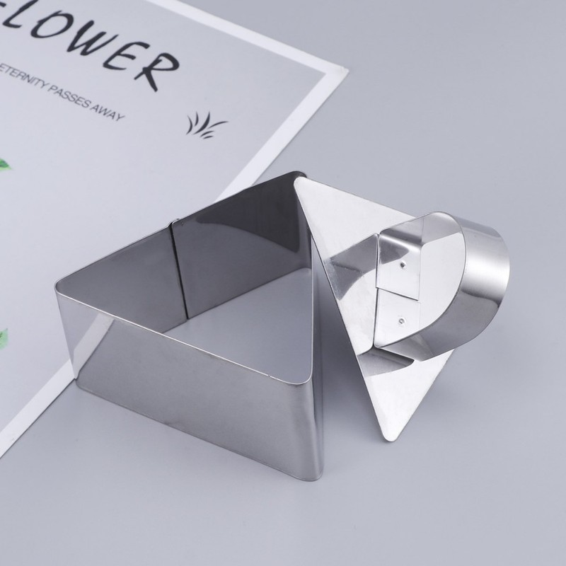 2 Pcs Stainless Steel Triangle Cake Mold Mousse Cutter with Pushing Plate gallery