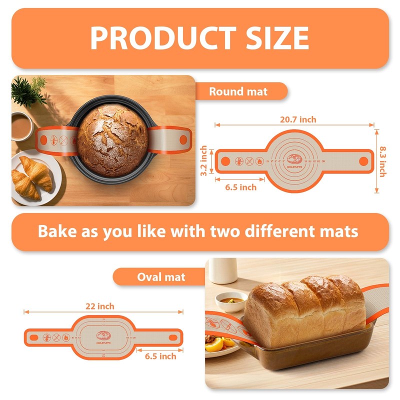 Silicone Bread Sling Oval and Round, 2Pcs Non-Stick Oval+Round, Orange gallery