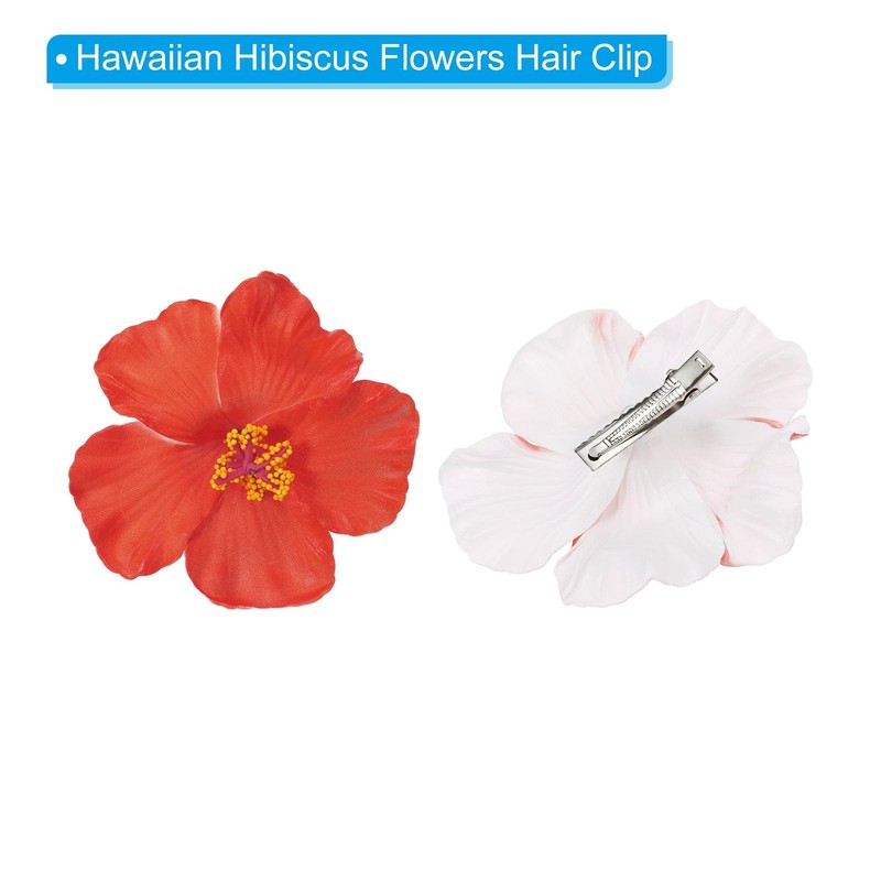PATIKIL Hawaiian Hibiscus Flowers, 16 Pack Artificial Flowers Hair 8 cm, Red gallery