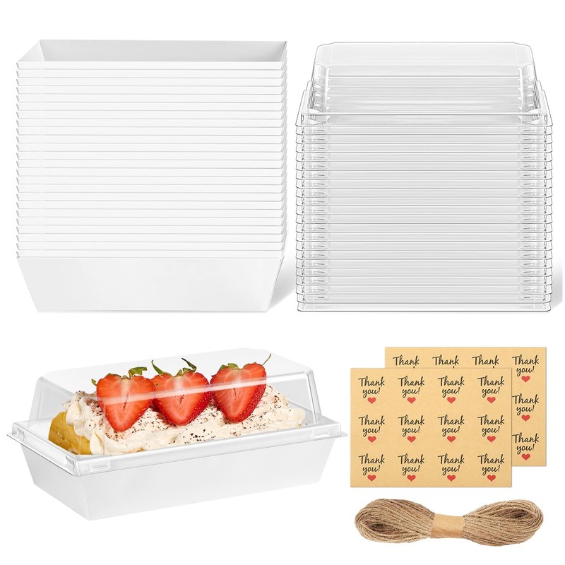 To Go Dessert Boxes with Clear Lids 50 Pack 6×3 inch Small Treat Boxes
