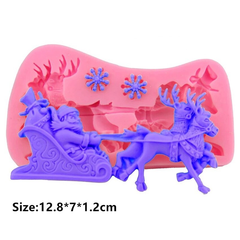 Silicon Christmas Santa Claus Elk Shape Fondant Chocolate Sugar Craft Clay DIY gallery