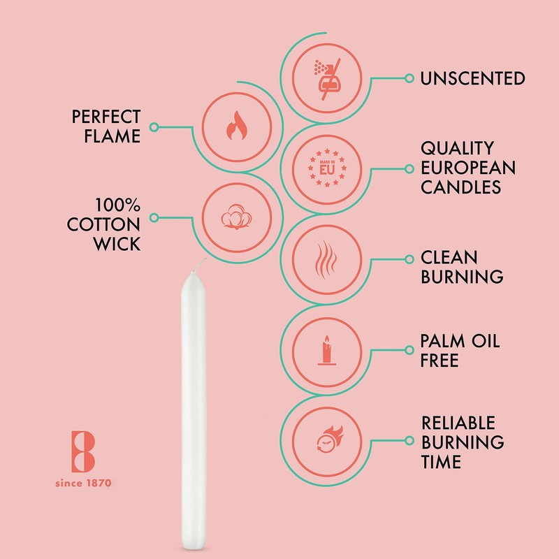 BOLSIUS 10 Count Household White Dinner Candles - 9 Inches - 9 Inches, gallery