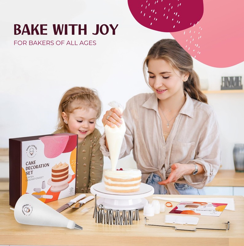 Cake Accessory Set with Premium Piping Nozzles & Piping Bag, Rotating Cake Pl... gallery