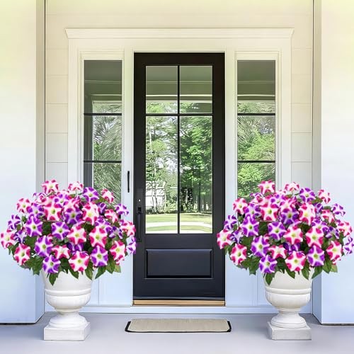 Artificial Flowers for Outdoors Realistic Fake 4 Bundles Fuchsia, Rose Red gallery