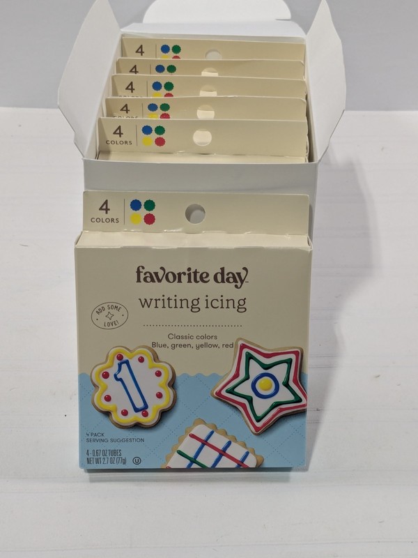 Favorite Day Writing Icing 4 Pack Classic Colors Cookie Cake Decorating Tubes -