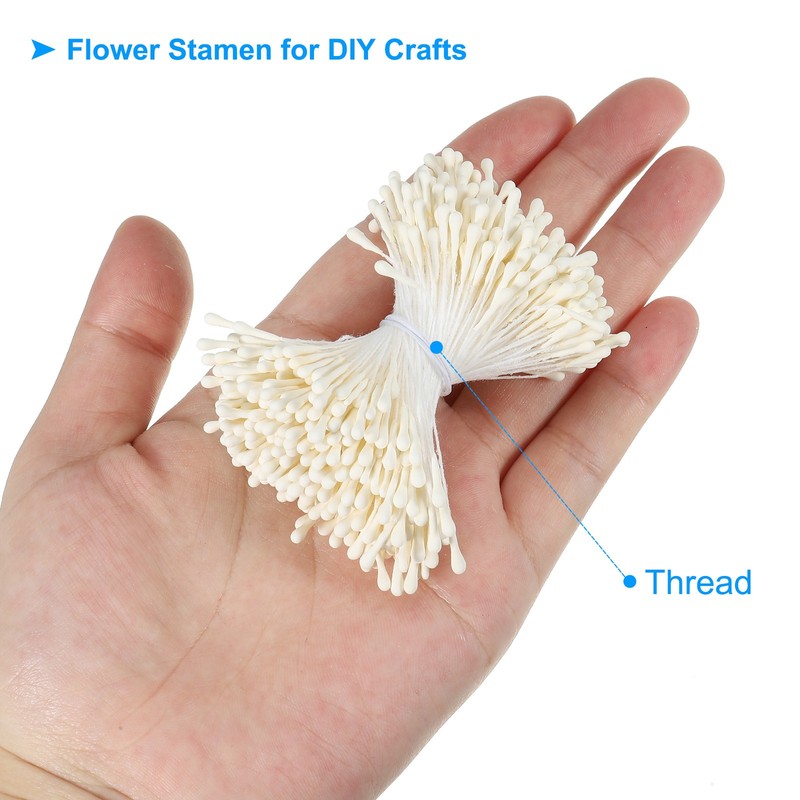 700Pcs Double Heads Flower Stamen Artificial Flower Stamen Pistil Cream gallery