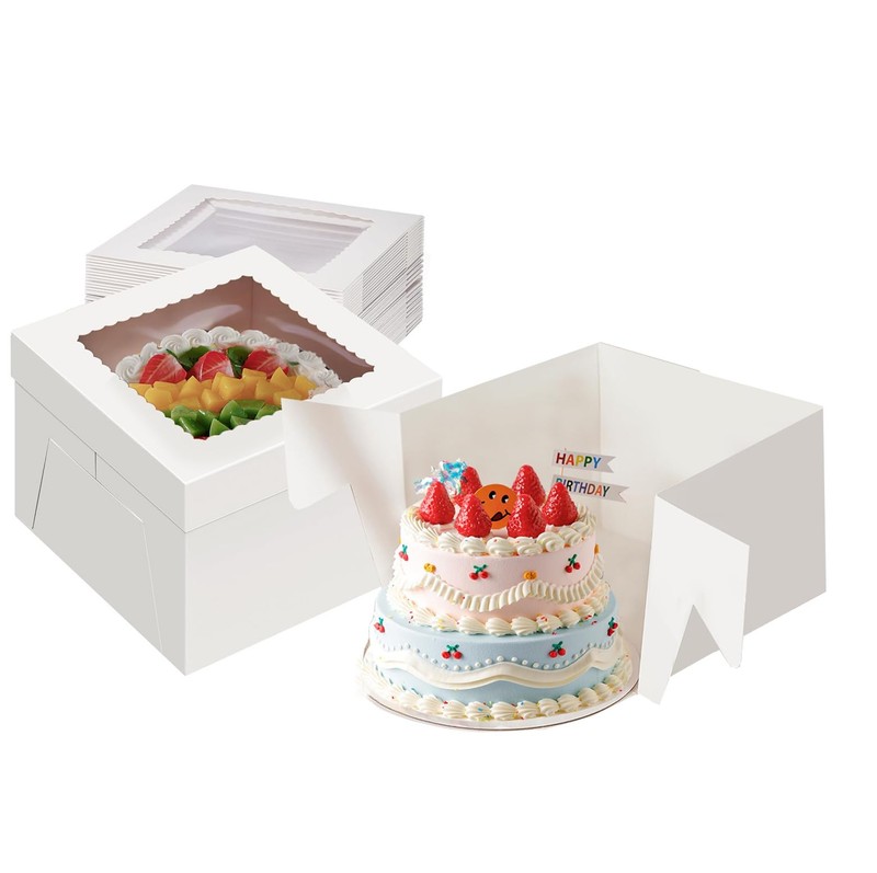 20 Pack Multi Tier Tall White Cake Boxes With Display Window 12x12x12 Inch