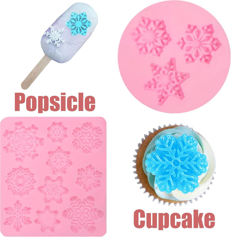 Christmas Snowflake Silicone Molds 5 Pcs, Christmas Snow Chocolate Fondant Mold gallery