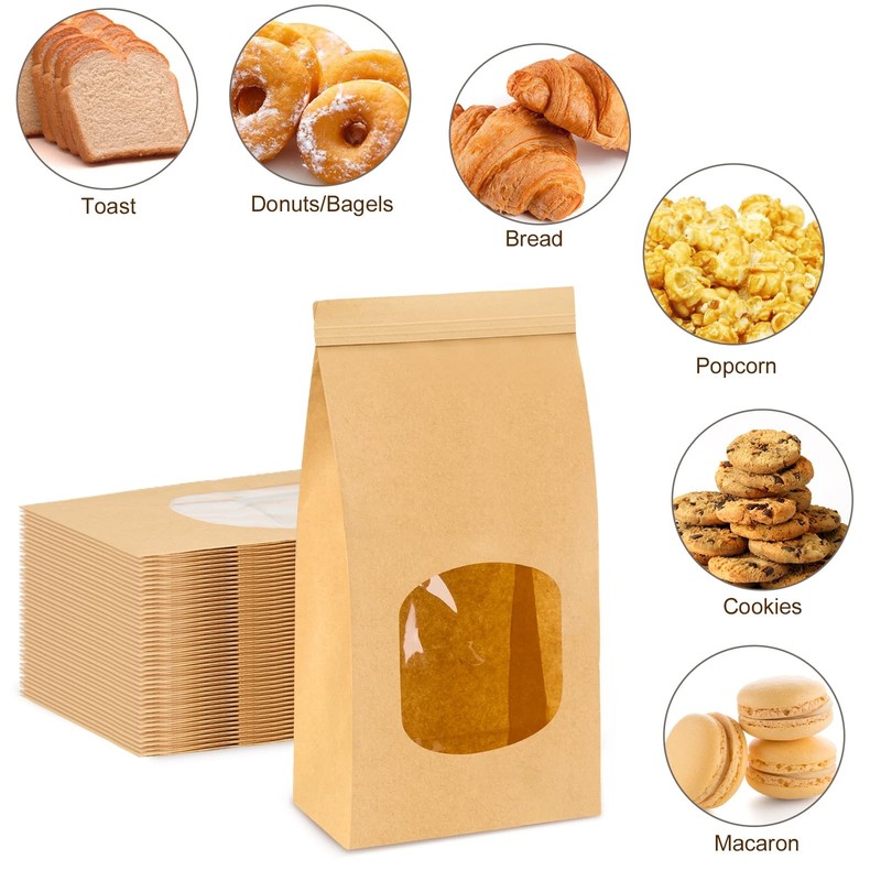 Ocmoiy 100Pcs Medium Bakery Cookie Bags with Window, 4.5x2.36x9.6 Inch Tin Ti... gallery