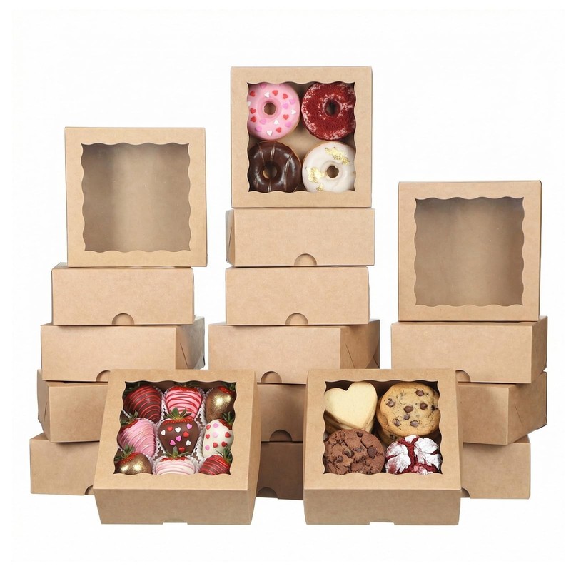 24 Pack 5x5x2 Inches Bakery Boxes - Boxes for Chocolate Covered Strawberries,...