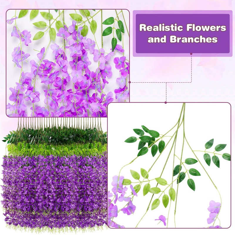 Alotiki Wisteria Hanging Flowers Fake Garland Home Wedding Arch Floral Party Gar gallery