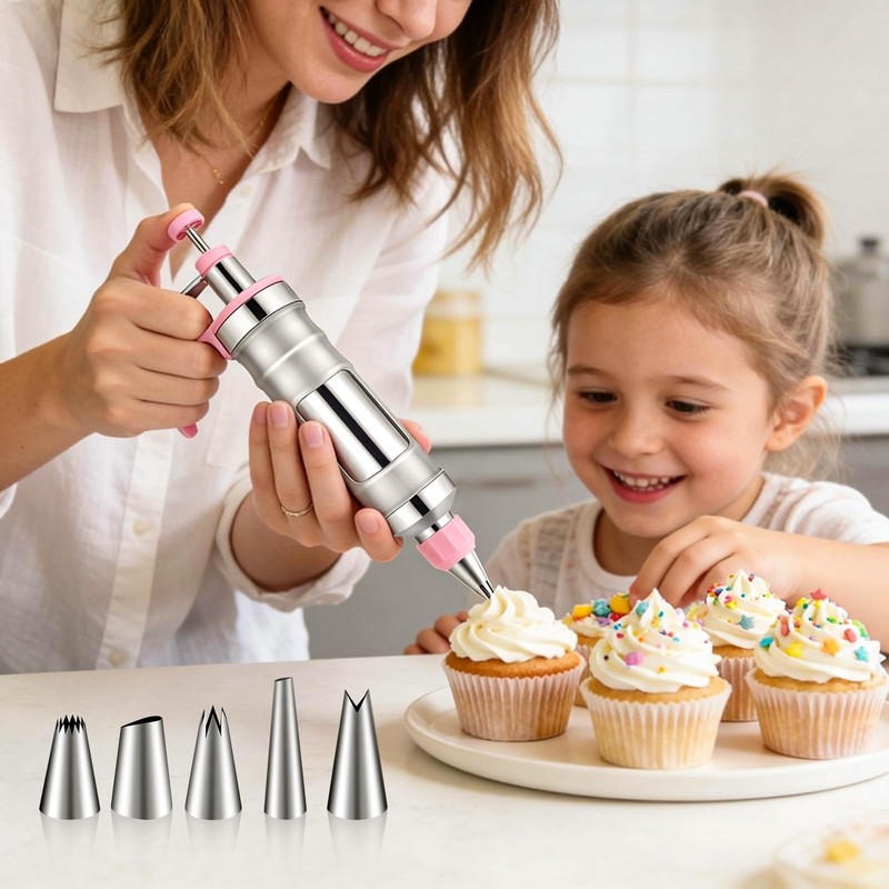Dessert Decorating Syringe Set, Frosting Piping Kit Stainless Steel Cake Deco... gallery