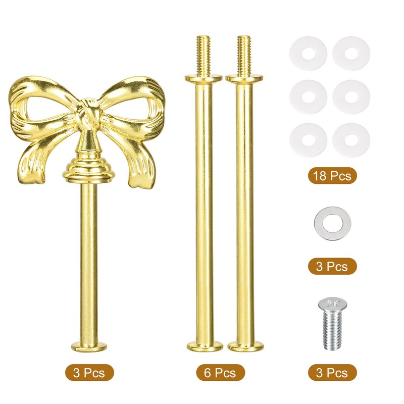 3 Set 3-Tier Cupcake Stand Hardware Fittings for Cake Stand Bow-Knot Gold gallery