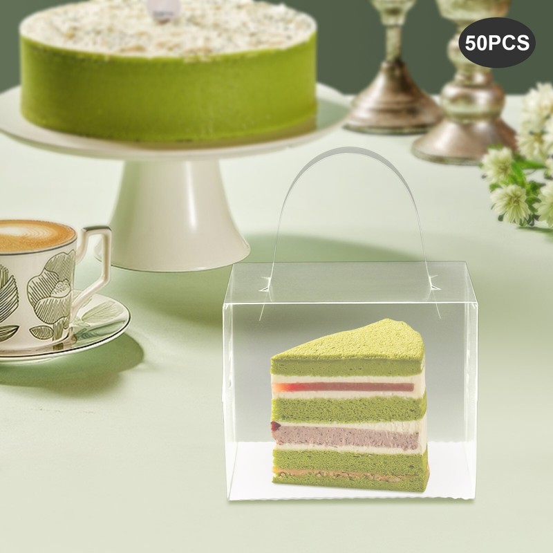 50 Pcs Clear Cake Boxes with Handles for Desserts, Weddings, and Events gallery