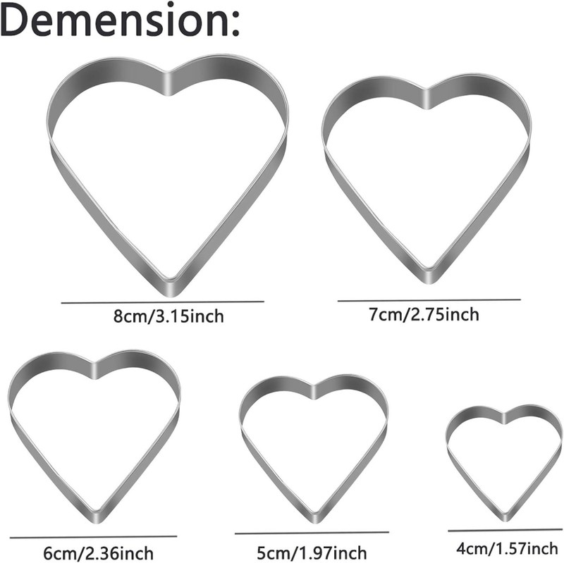 Gorgeous Heart-Shaped Cookie Cutters Set of 5 - Perfect for Kids' Baking Fun gallery