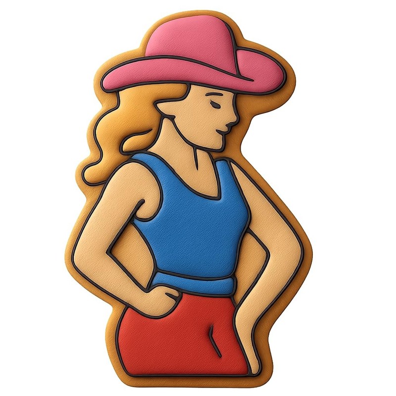 Neon Lights Cowgirl Cookie Cutter & Stamp, Fondant & Clay - 4x2.4 gallery